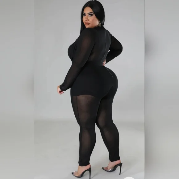 Elegant Black Sheer Jumpsuit - Picture 2 of 3